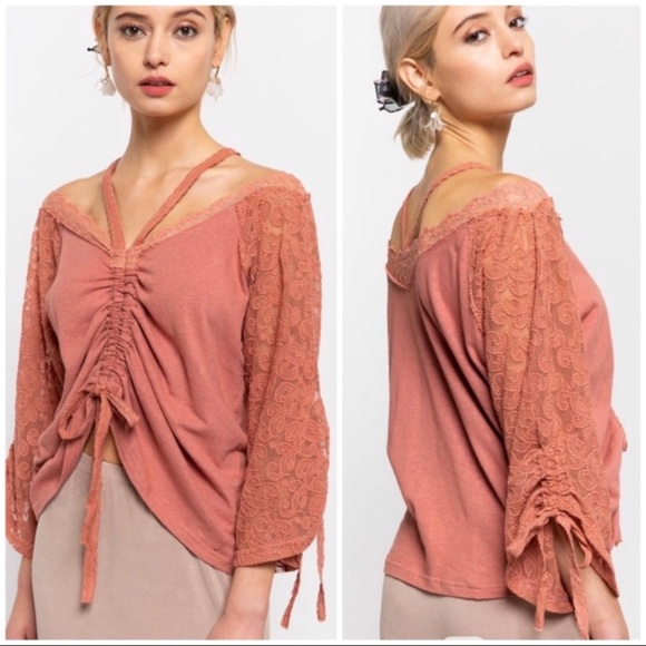 New POL Renaissance Cottagecore Women’s Top With Lace Contrast - Picture 3 of 6